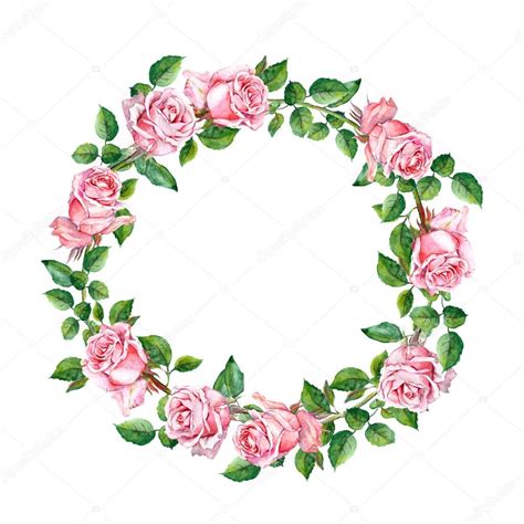 Select from premium floral circle images of the highest quality. Rose flower wreath. Floral circle border. Watercolor ...