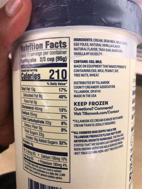 Greek 0% parfait, greek 0%, greek 2%, lowfat yogurt: Tillamook Premium Ice Cream, Vanilla Bean: Calories ...