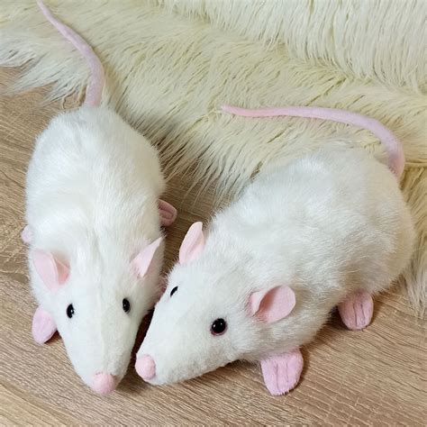 Albino White Rat Plush Fur Toy Cute Gift - Etsy