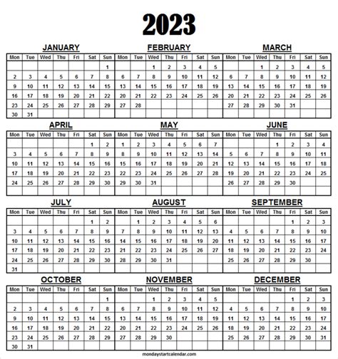 2023 Free Printable Calendar Calendar Of National Days
