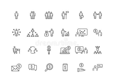 Set Of 24 Teamwork Web Icons In Line Style Team Work People Support