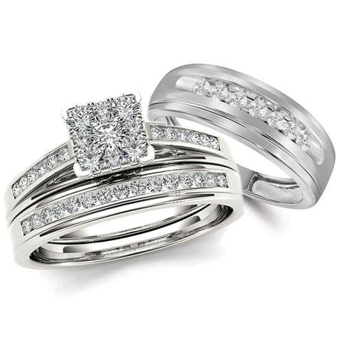 Midwest Jewellery Midwest Jewellery 10k White Gold Wedding Ring Set