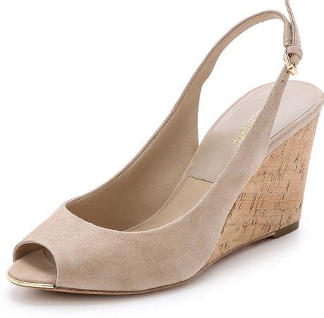 Michael Kors Vikki Slingback Wedges Nude In Beige Nude Lyst My Xxx