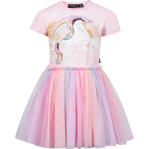 Rock Your Baby Unicorn Rainbow Dress In Pink Bambinifashioncom