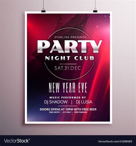 Nightclub Party Flyer Template Design With Event Vector Image