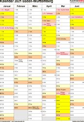 Kalender 2021 deutschland zum ausdrucken. Kalender 2021 Baden-Württemberg: Ferien, Feiertage, Excel ...