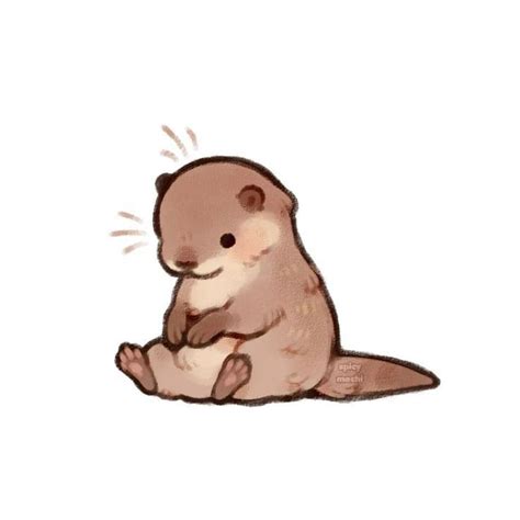 Pin By Otter Lovers Shop On Cartoon Otter Animal Drawings Cute