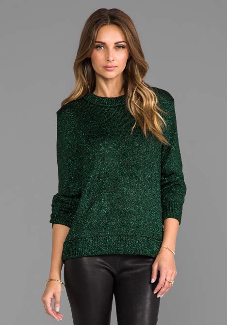 Tibi Emerald Chunky Lurex Sweater In Green Product 1 14586702 678275781