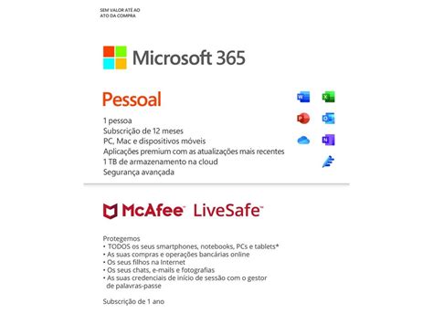 Software Microsoft 365 Pessoal Lifesafe 12 Meses Formato Digital
