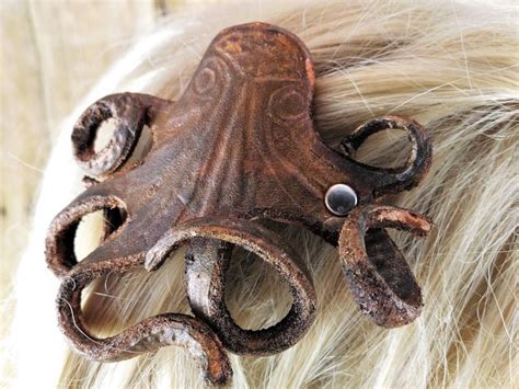 Steampunk Octopus Clip Barrette Snap Clip Barrette Hair Etsy
