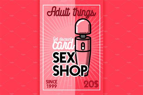 Color Vintage Sex Shop Banner Work Illustrations ~ Creative Market