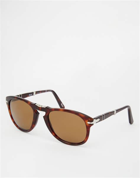 Lyst Persol Aviator Keyhole Polarised Foldable Sunglasses In Brown For Men