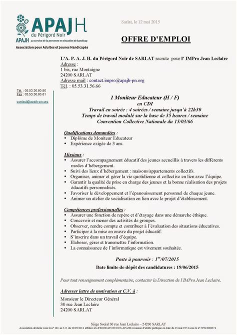 Check spelling or type a new query. Offre d emploi moniteur-educateur