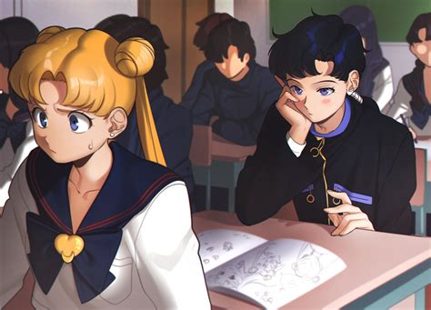 Tsukino Usagi And Seiya Kou Bishoujo Senshi Sailor Moon Drawn By
