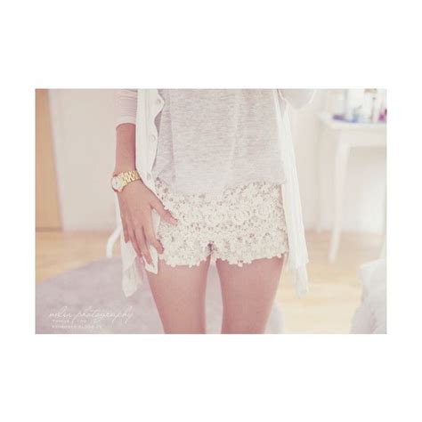 Photo Liked On Polyvore Lace Short Outfits Lace Shorts White Lace Shorts