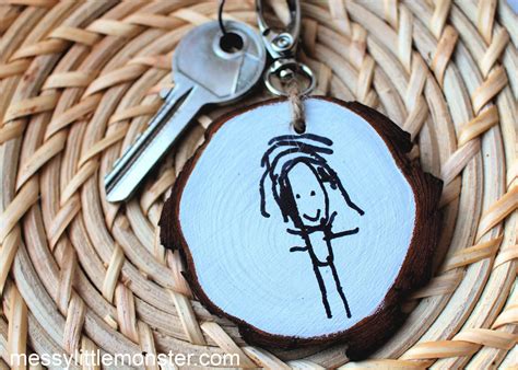 Wood Slice Diy Keychain Craft Personalised Ts For Kids To Make