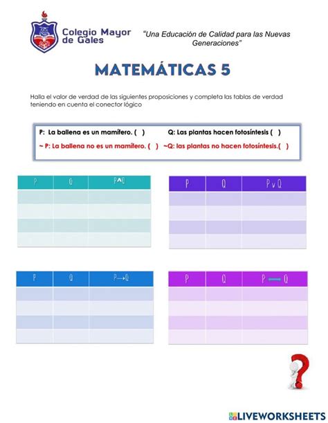 Proposiciones Y Tabla De Verdad Worksheet Map Map Screenshot