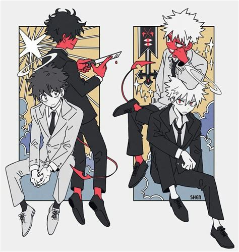 Demon And Angel Style Dekuboku Izuku Midoriya And Katsuki Bakugou