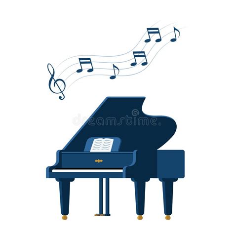 Grand Piano With Music Notes Stock Vector Illustration Of Object