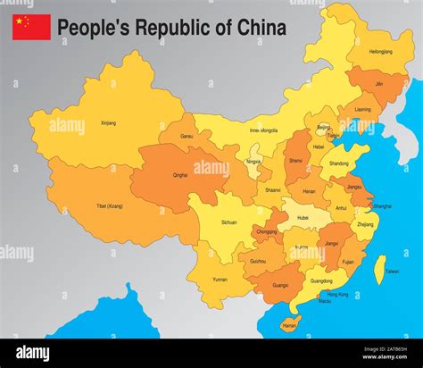 Politische Karte Der Volksrepublik China Mit Der Aufteilung Der