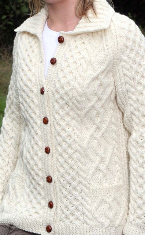 Luxury Hand Knitted Aran Cardigan Leven Colours By Scotweb