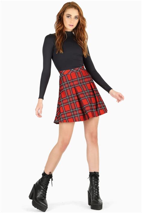 Tartan Red School Skirt Bm Skirts Studded Leather Jacket Fashion