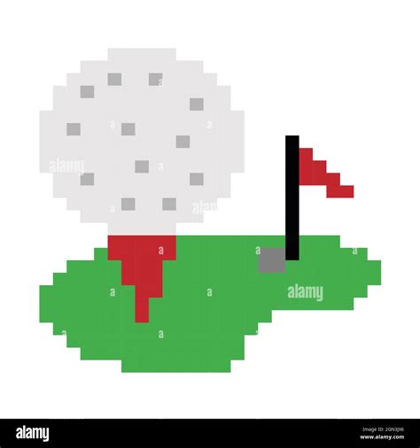 Golf Pixel Art Isolated On White Background Bit Icon Pixel Design