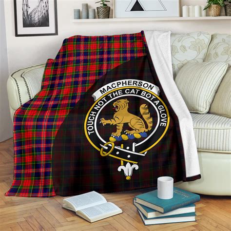 Macpherson Modern Tartan Clan Badge Premium Blanket Wave Style Th8