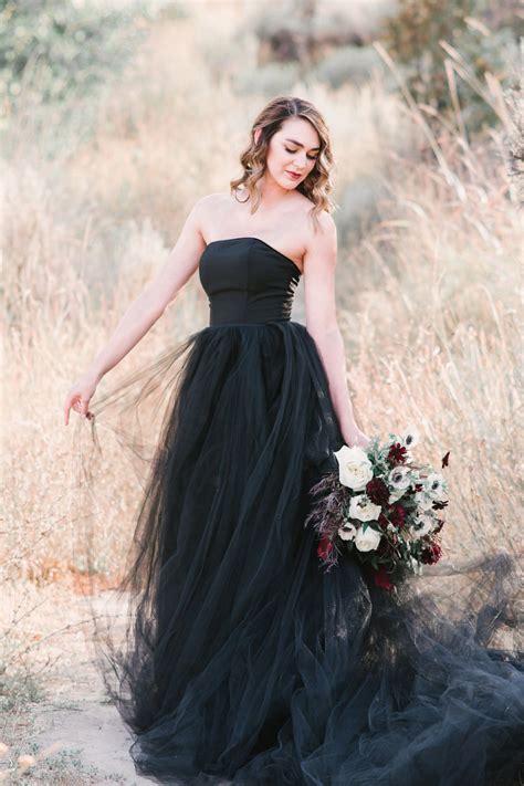 2019 Black Wedding Dress Strapless Tulle Wedding Dresses Bridal Dress