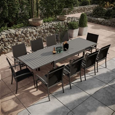 2 chaises tomax wood marron blanc 44 x 47 x 83 cm, source:pinterest.fr. Table de jardin extensible aluminium 135/270cm + 10 ...
