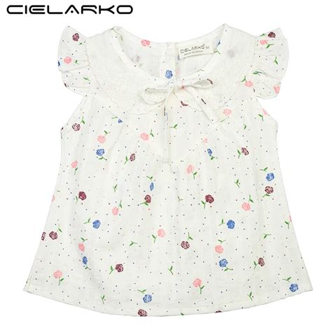 Cielarko Summer Girls Shirts Short Sleeve Children Tops Cotton Striped