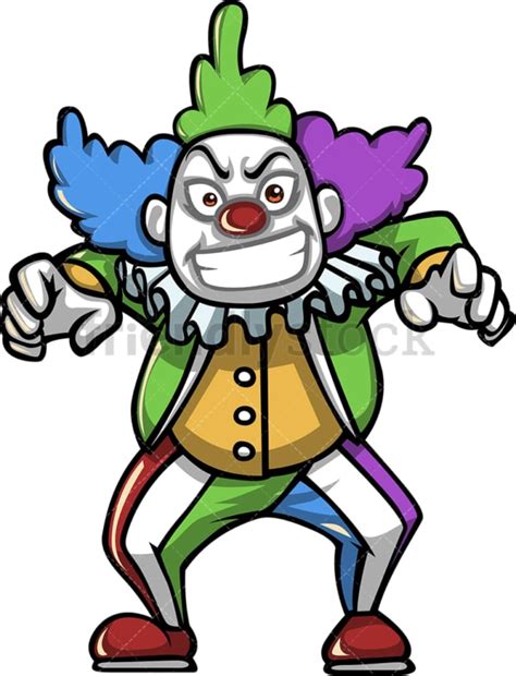 Evil Creepy Clown Cartoon Clipart Vector Friendlystock