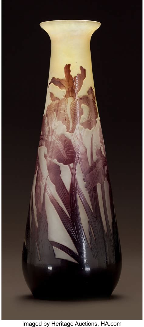 GallÉ Overlay Glass Iris Vase Circa 1900 Cameo Gallé Ht 11 3 4 Lot 60121 Heritage Auctions