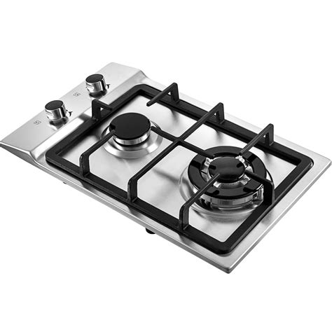 12 2 Burners Gas Cooktop Stainless Steel Double Burner 33kw Durable