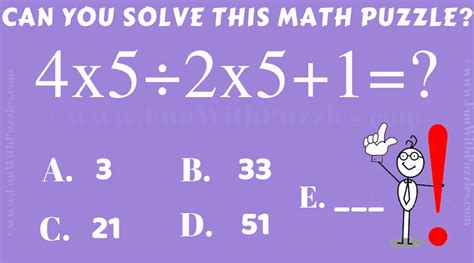 Brain Question Of Math And Answer For Kids Arithmetic Math