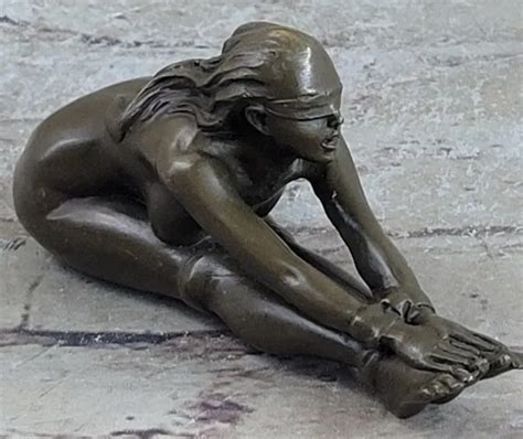 SIGNED NUDE NAKED Lady Bronze Sculpture Statue Figure Erotic Art