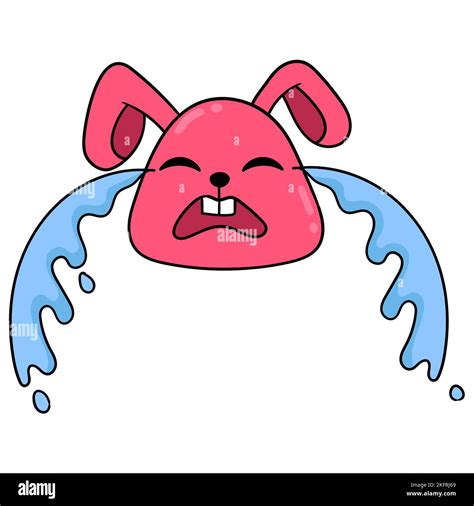 A Vector Design Of A Rabbit Head Crying With Tears Against White