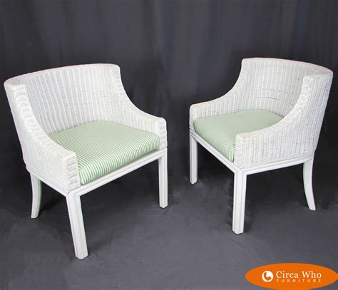 Outdoor wicker furniture is wicker itself is not a material, instead, wicker is a term given to a class of woven materials of the perfect complement to any outdoor dining set, wicker sofas are available in synthetic or natural fibers. Pair of White Woven Rattan Chairs | Circa Who