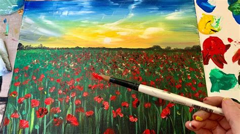 How To Paint A Poppy Field Easy Painting Step By Step Youtube