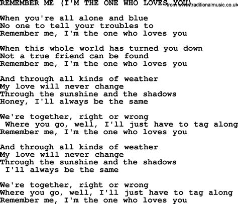 Remember Me Im The One Who Loves You By Merle Haggard Lyrics