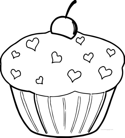 Cupcake cake dessert food sweet bakery muffin muffins birthday cupcakes. Heart Cupcake Cup Cake Coloring Page | Wecoloringpage.com