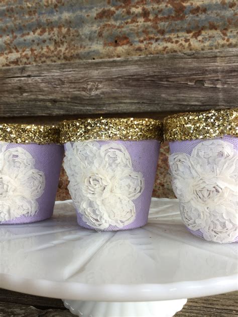 Lavender And Gold Glittered Favor Pots Wedding Favors Bridal Etsy