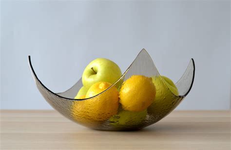 Modern Minimalist Fused Glass Fruit Bowl Centerpiece Salad Bowl Mininalist Glass Bowl Bronze