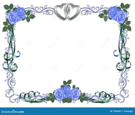 Wedding Invitation Blue Roses Border Stock Illustration Image 7784901