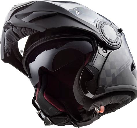 LS Vortex Carbon Fibre Modular Motorcycle Helmet Flipped Front Up Modular Motorcycle Helmets