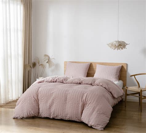 Dusty Pink Bedding Sets Seersucker Duvet Cover Set Pleated Etsy