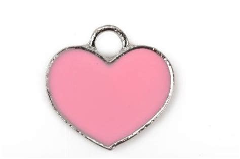 Buy Now 4 Silver Metal Enamel Pink Heart Charms Or Pendants