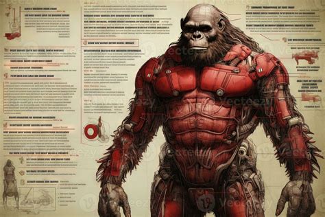 Gorilla Ape Monkey Cyborg Animal Detailed Infographic Full Details