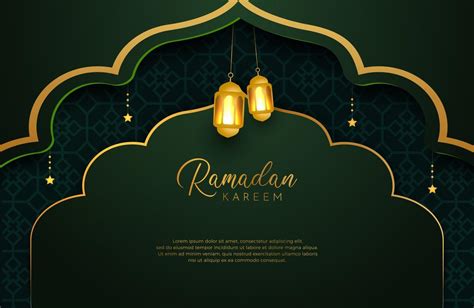 Ramadan Kareem Background With Gold And Green Color Luxury Style Vector