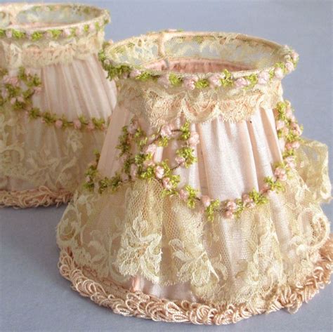 Well, i thought it was looking a bit naked. Pr Antique Pink SILK & LACE Chandelier SHADES Rosette Swags Orig Boxes * FRANCE | Shabby chic ...